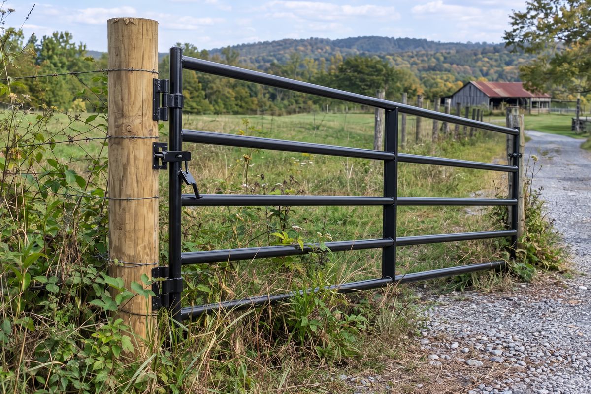 Sagging, rusted gate, now rebuilt, after the work