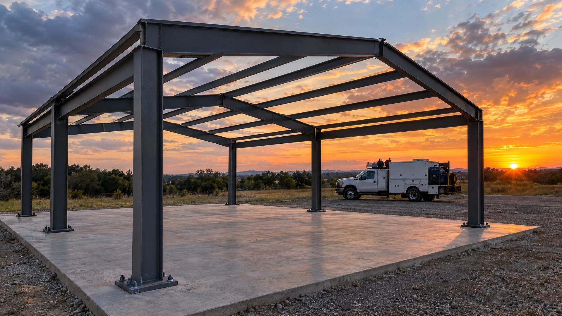 Structural steel built and welded on site